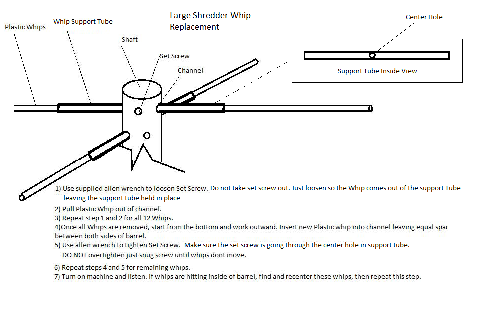 large high tech shredder whip replacement instructions